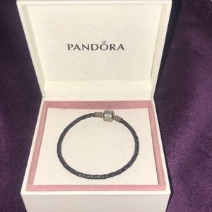NEVER WORN Leather Pandora Bracelet